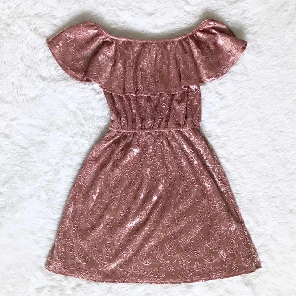 Dusty Rose / Mauve Velvet Off Shoulder Dress